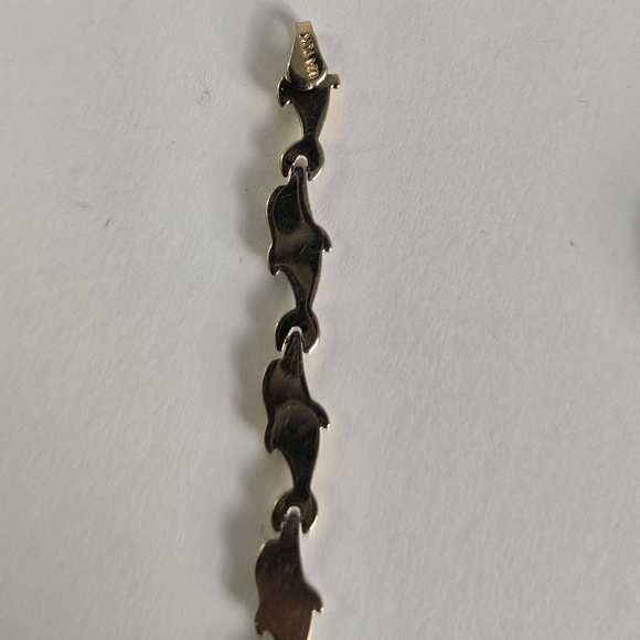 10K Gold Two Tone Dolphin Bracelet - Picture 8 of 13
